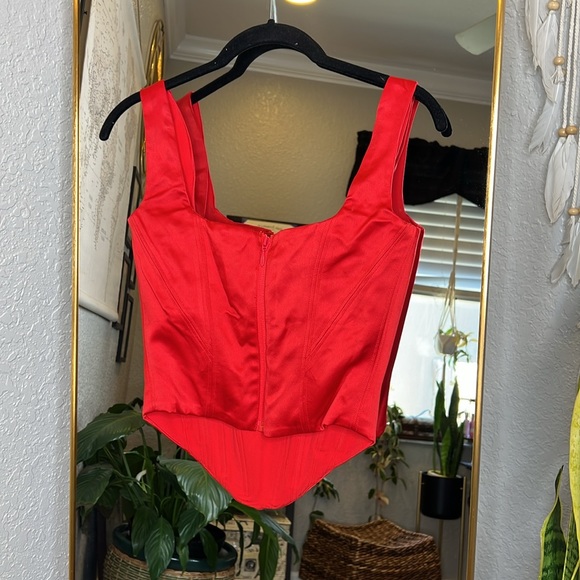 HOUSE OF CB ‘Rafa’ Scarlet Satin Longline Corset NWOT - Picture 9 of 10
